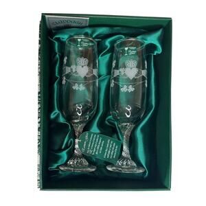 Green Champagne Flutes Set
